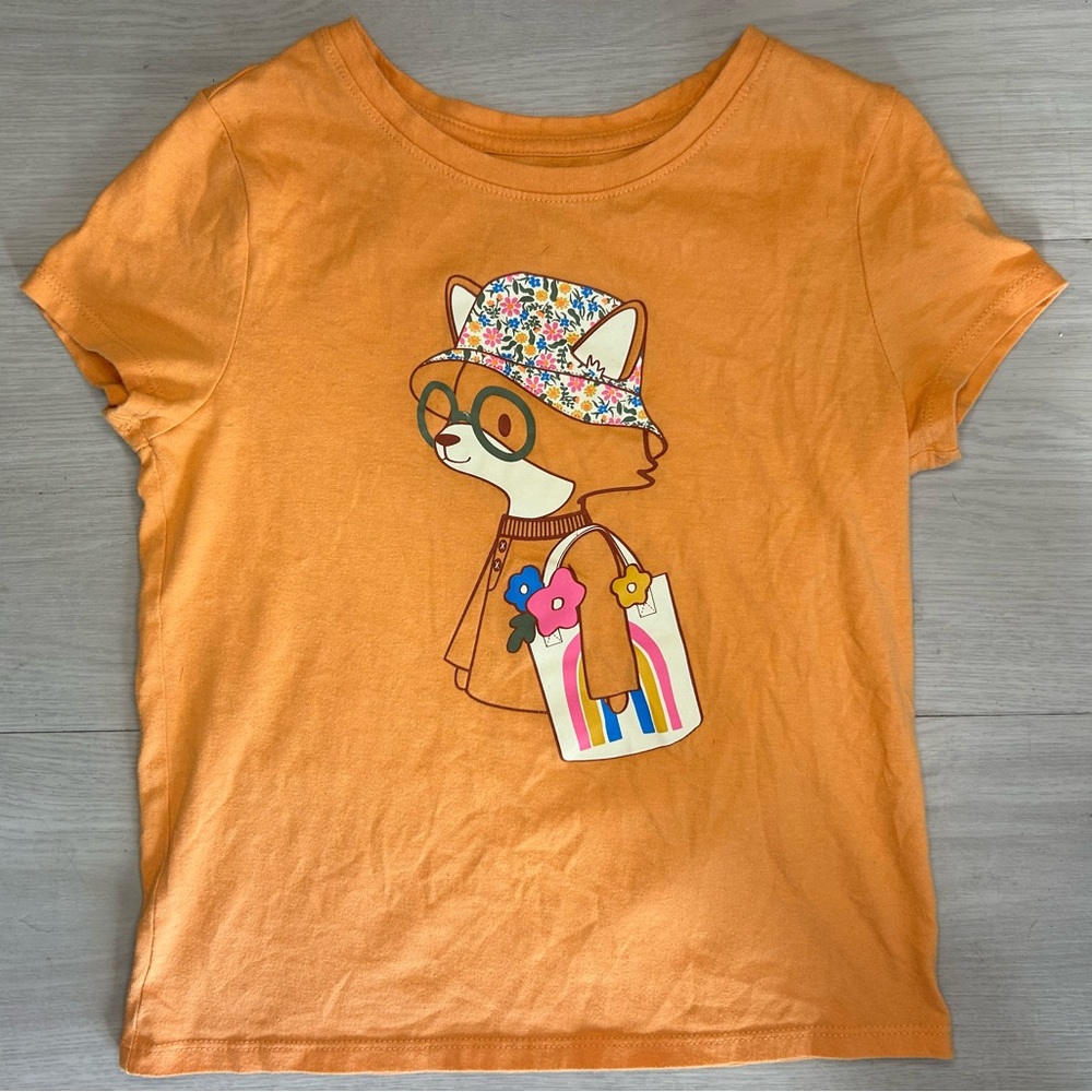 Orange Kids Shirt with Stylish Fox Print